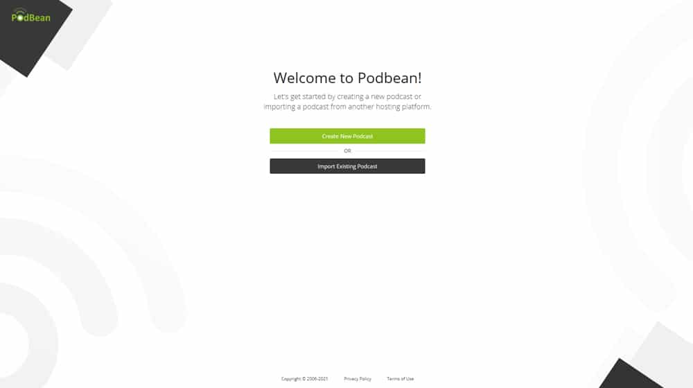 Podbean Welcome Page
