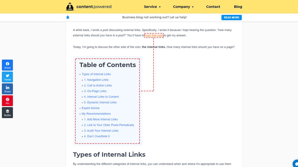 Table of Contents and Internal Links