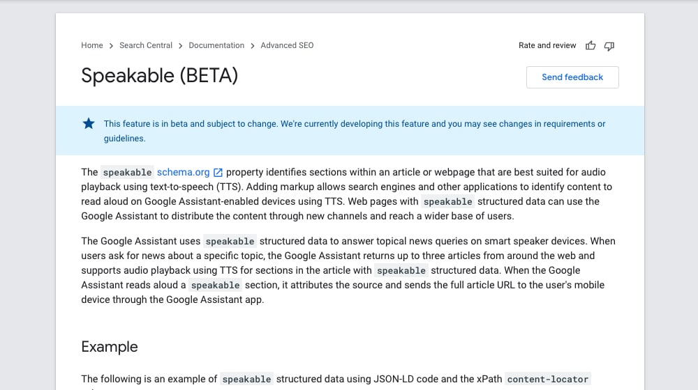 Beta Speakable Schema