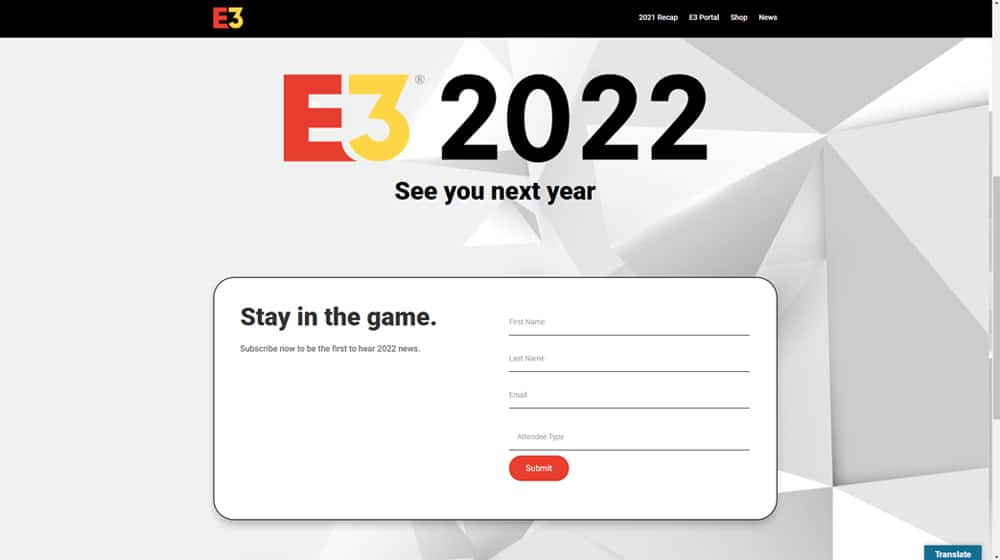 E3 Landing Page