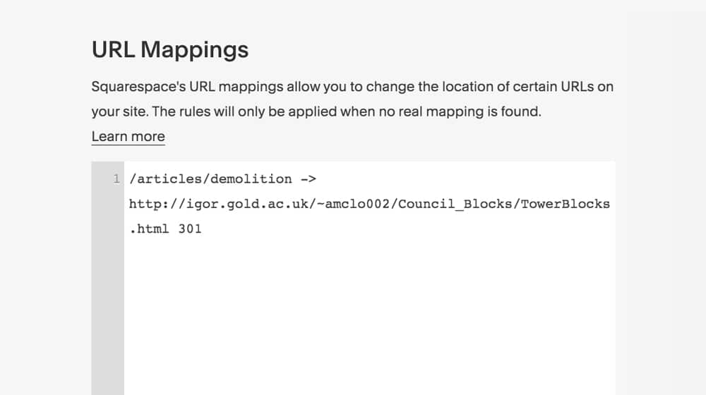 URL Mappings in Squarespace