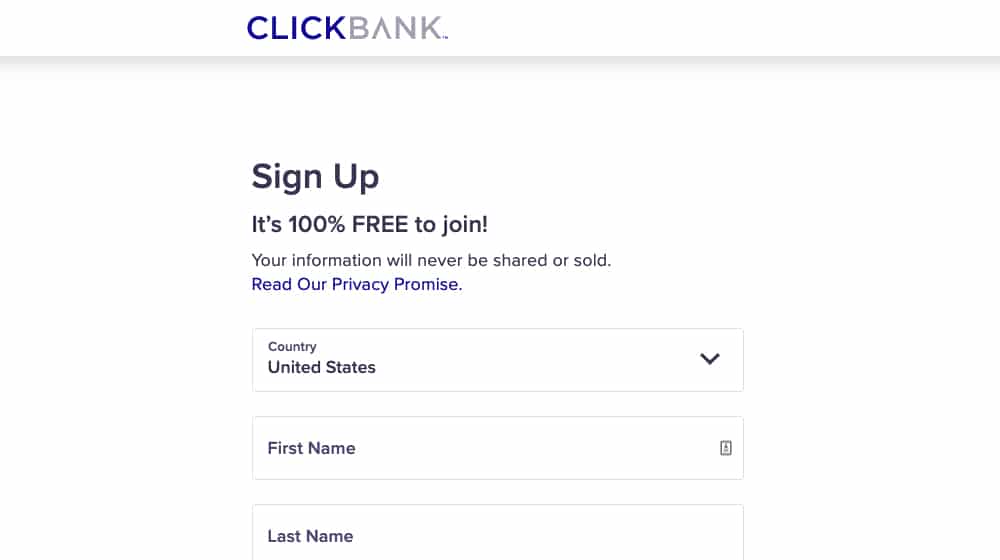Clickbank Signup Area