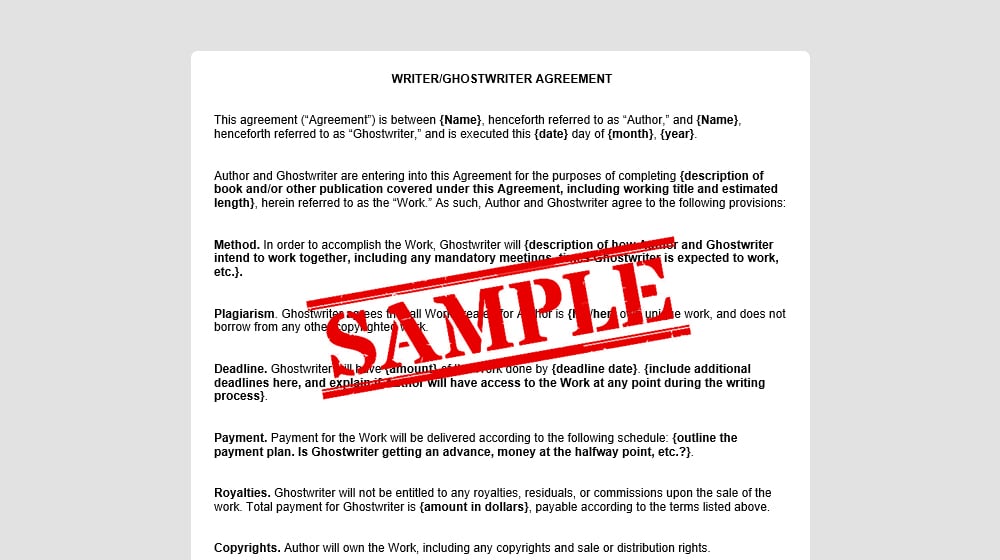 Sample Ghostwriting Agreement