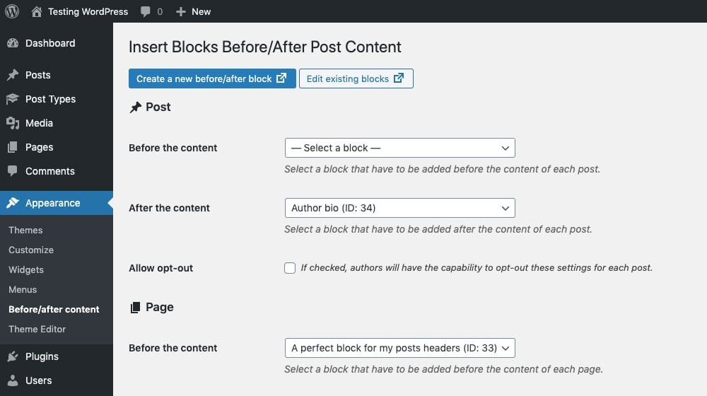 Insert Before and After Post Content Plugin