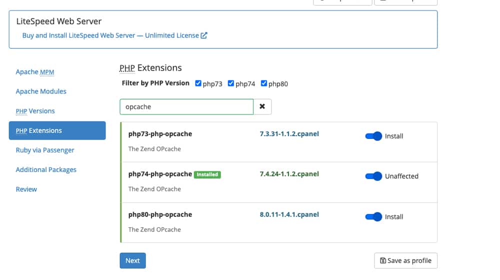 Installing Opcache Extension