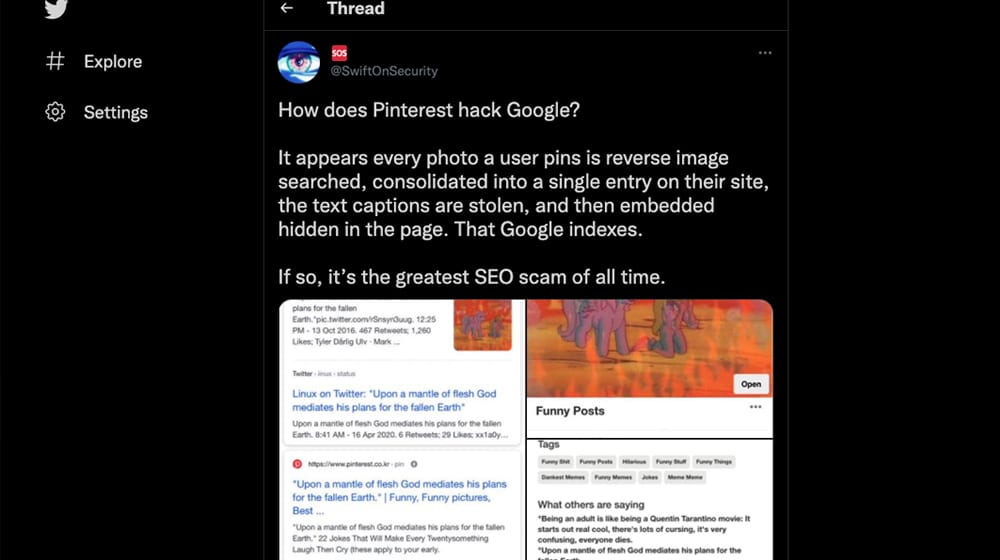 Pinterest Hacking Google