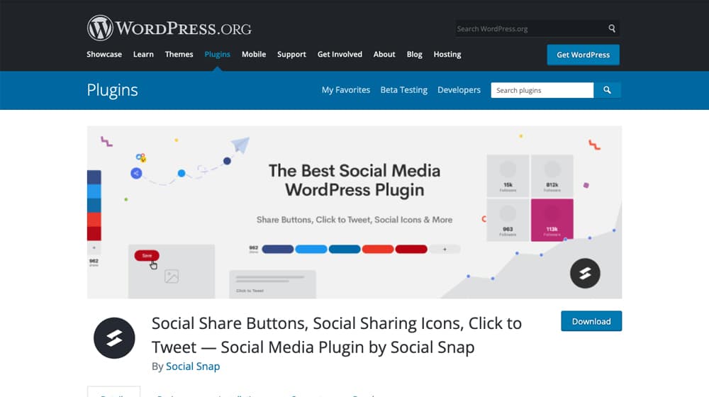 Social Snap Free in WordPress Repository