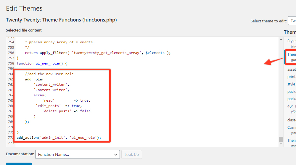 Adding Custom Role in Functions.php