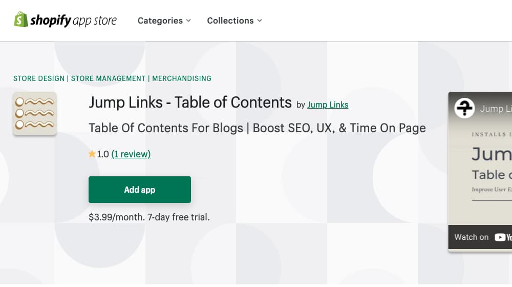 Table of Contents Plugin on Shopify