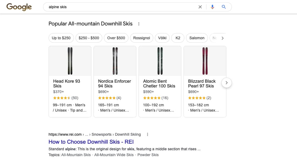 Types of Skis Query