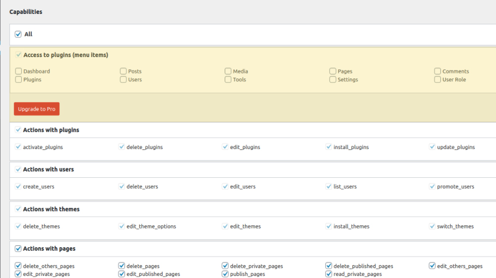 Wordpress Roles and Capabilities Plugin