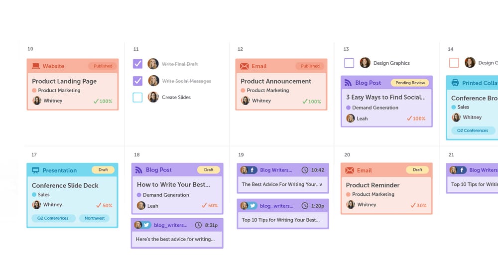 Example Content Calendar