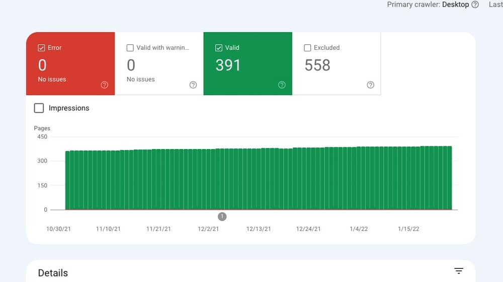 Index Coverage Report