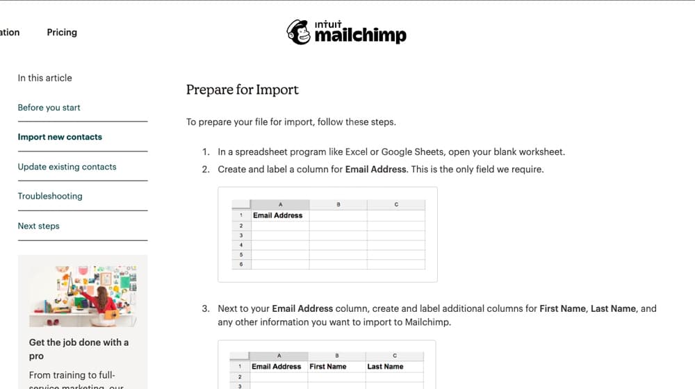 Mailchimp Example Technical Content