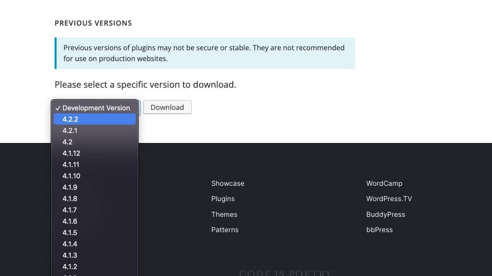 Selecting Version in WordPress Repository