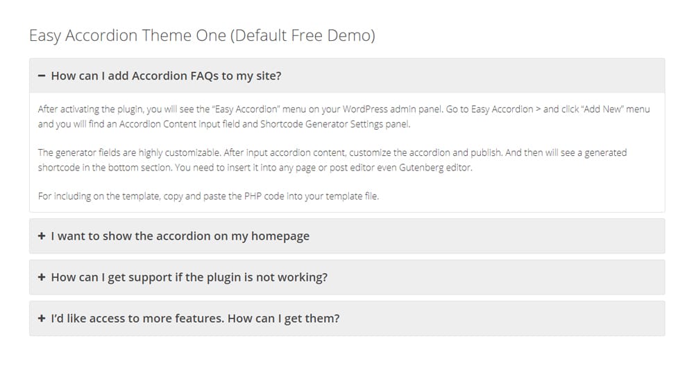 Easy Accordion Free Demo