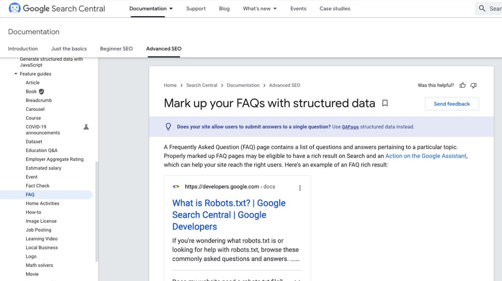 Google Faq Instructions