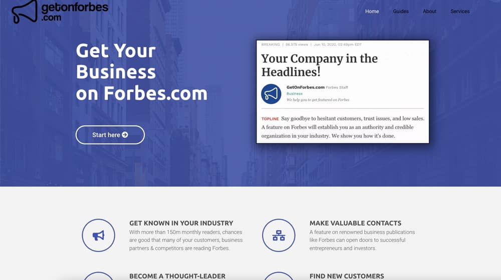 Example Site Selling Forbes Mentions