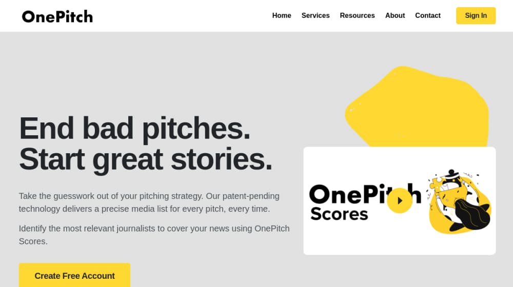 OnePitch Homepage