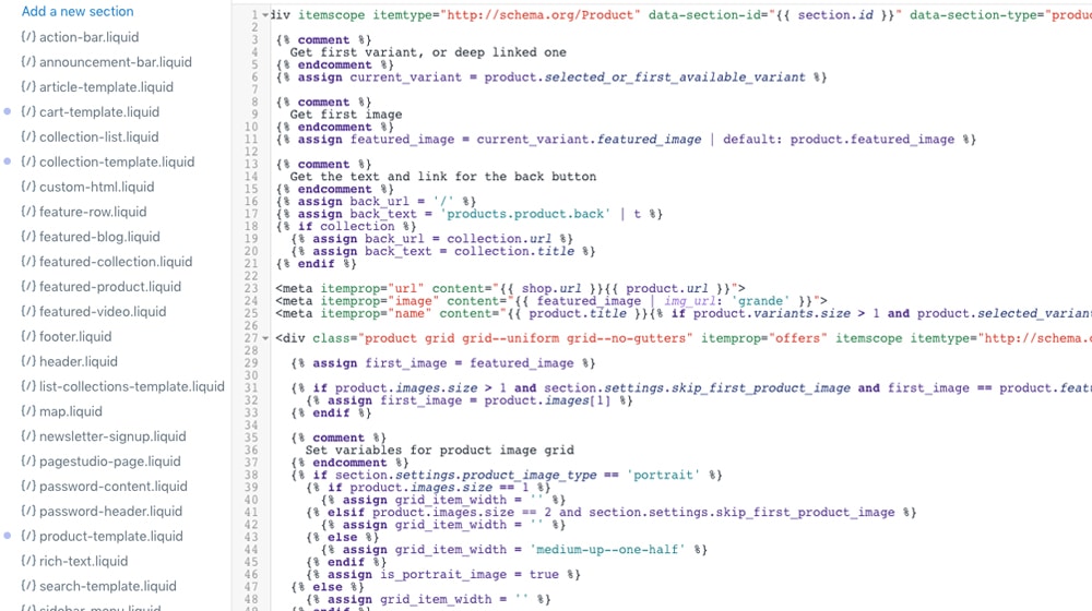 Shopify Liquid Code Language