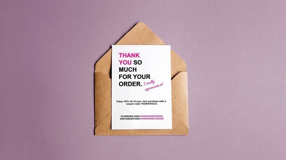 Example Printed Thank You Card