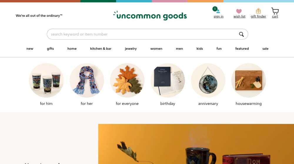 Uncommon Goods Homepage
