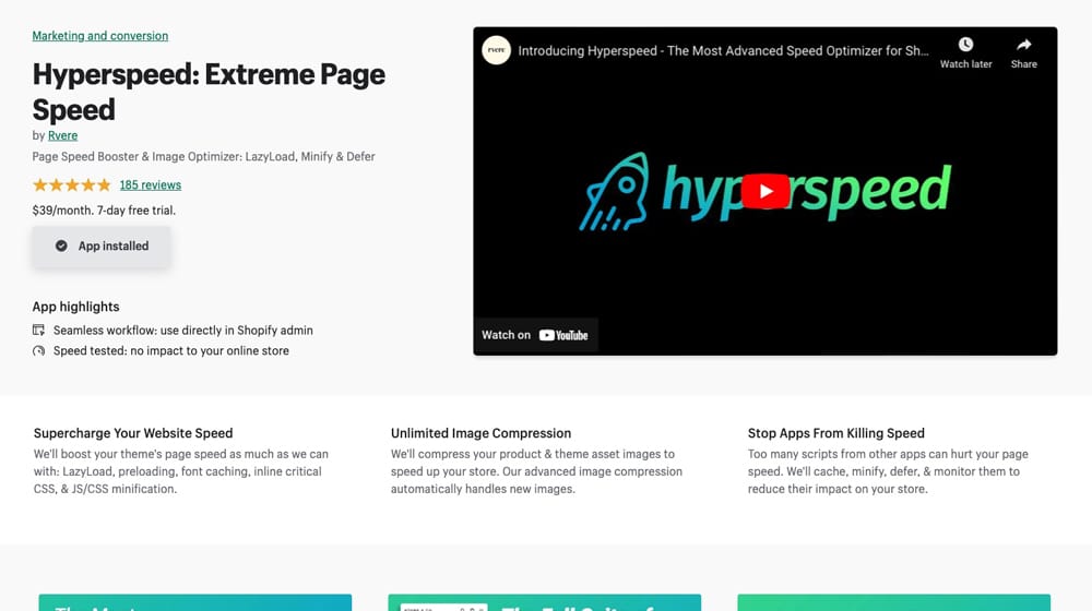 Hyperspeed App Page