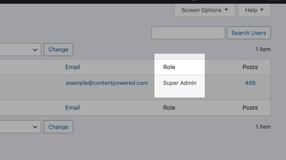Super Admin Role Screenshot of User List