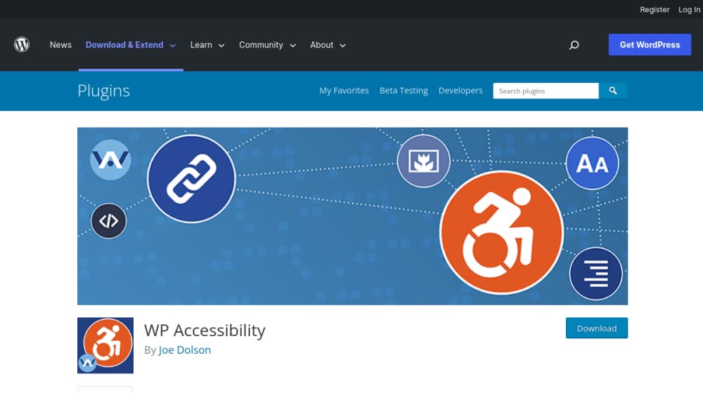 WP Accessibility Plugin Page on App Directory