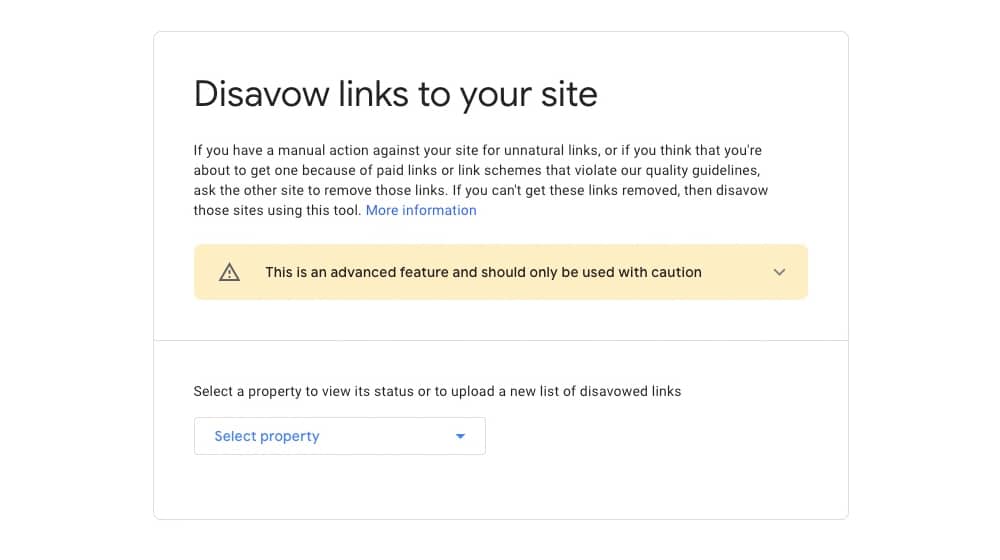 Disavow Links Screenshot