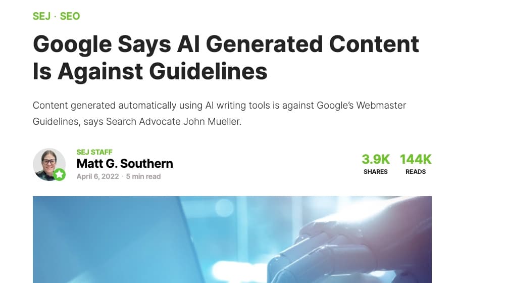 AI Content Against Google Guidelines Article