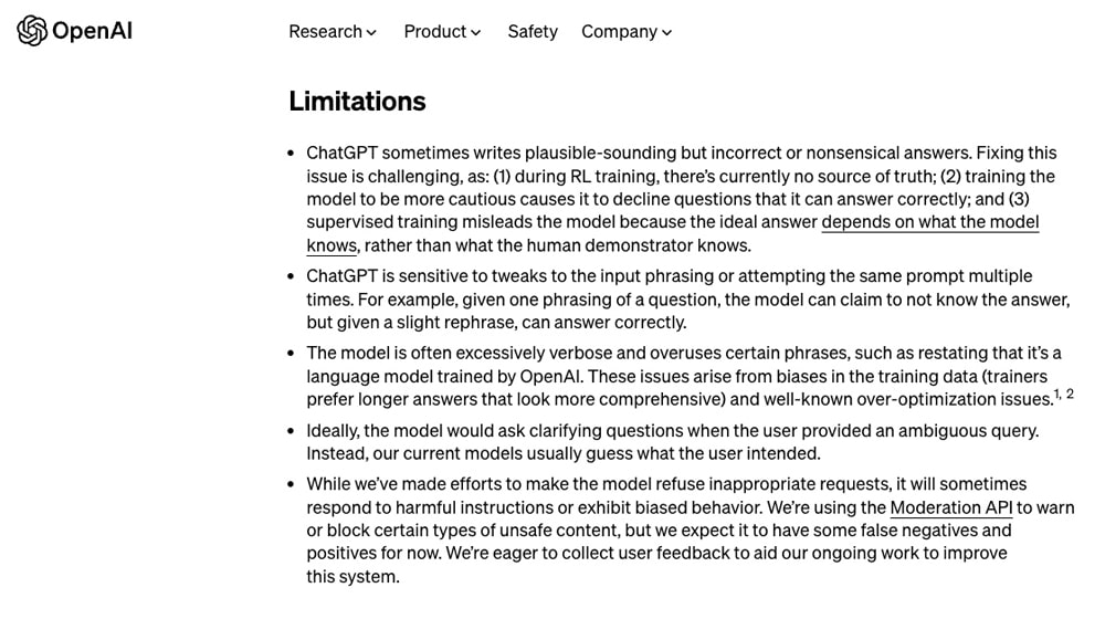 OpenAI Limitations