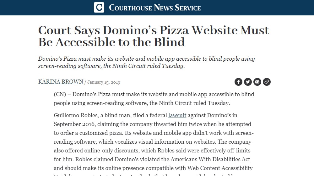 Dominos Pizza Website ADA Lawsuit
