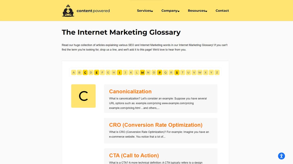 The Content Powered Internet Marketing Glossary