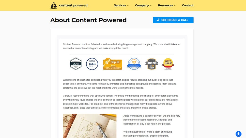 Content Powered About Page