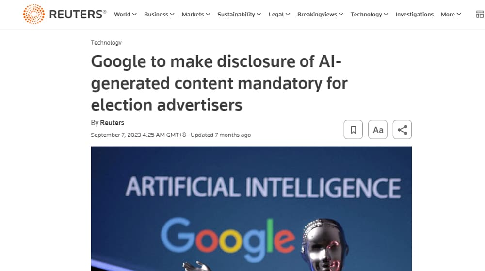 Google AI-Generated Content Mandatory Disclosure