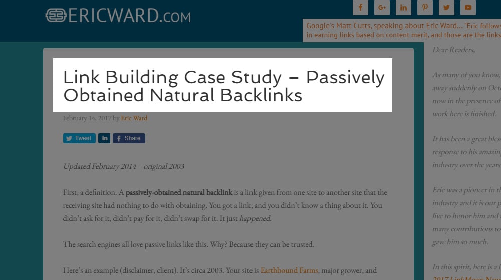 Passively Obtained Natural Backlinks