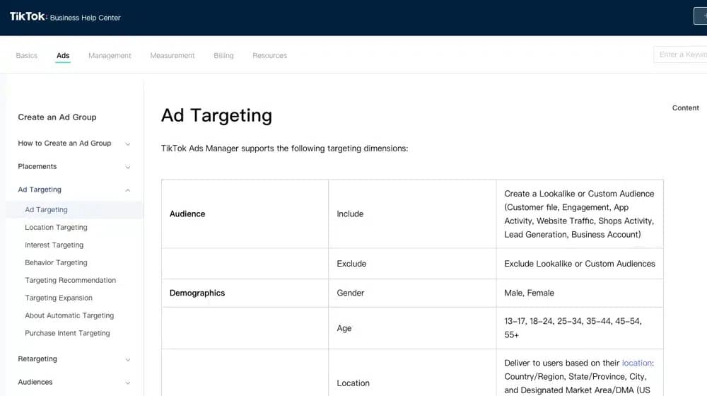 Tik Tok Ad Targeting