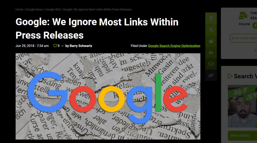 Google Ignoring Press Releases