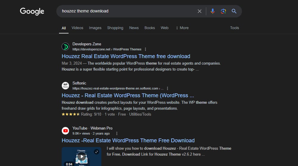 WordPress Theme Download Search Results