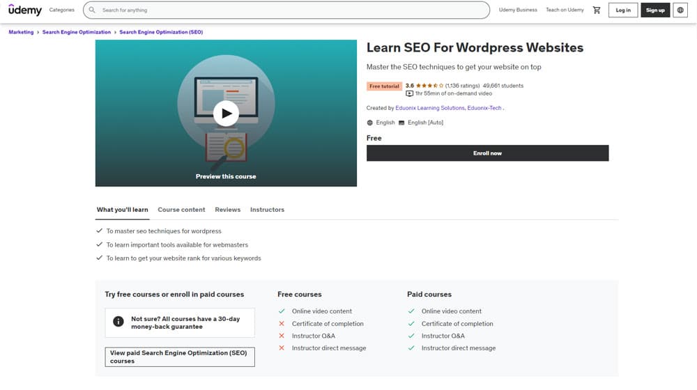 Free Search Optimization Tutorial For Wordpress On Udemy