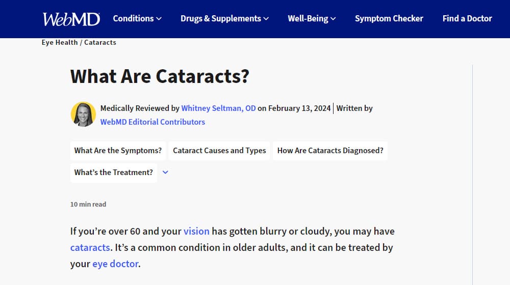 Webmd What Are Cataracts Post