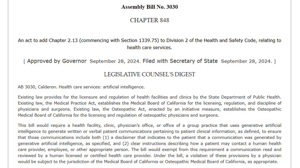 Ab 3030 Health Care Services Artificial Intelligence