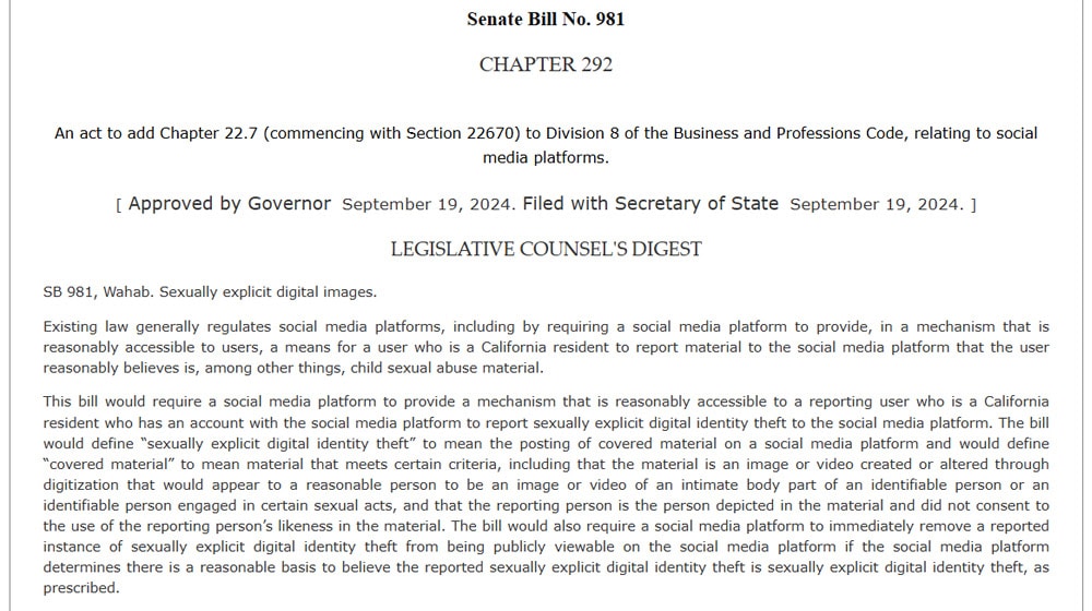 Sb 981 Sexually Explicit Digital Images