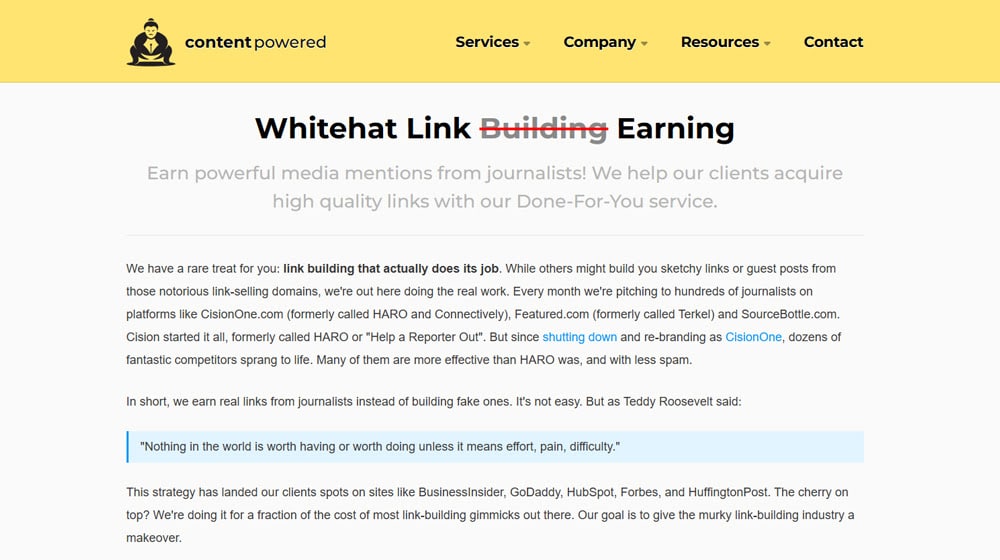 Content Powered Whitehat Link-Earning Service